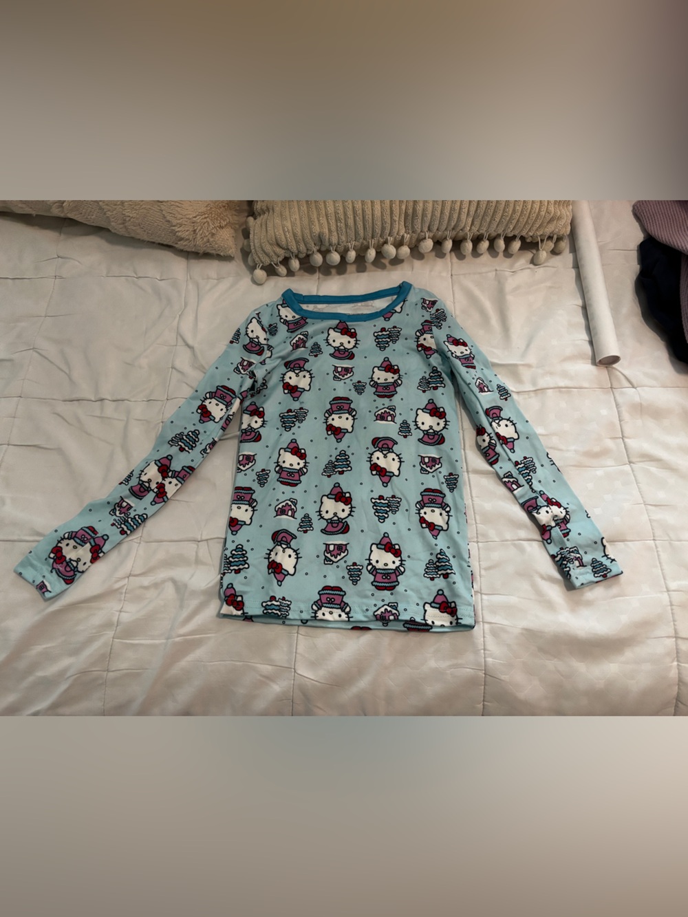 Cuddl Duds Light Blue Hello Kitty Girls' Long-Sleeve Pajama Top